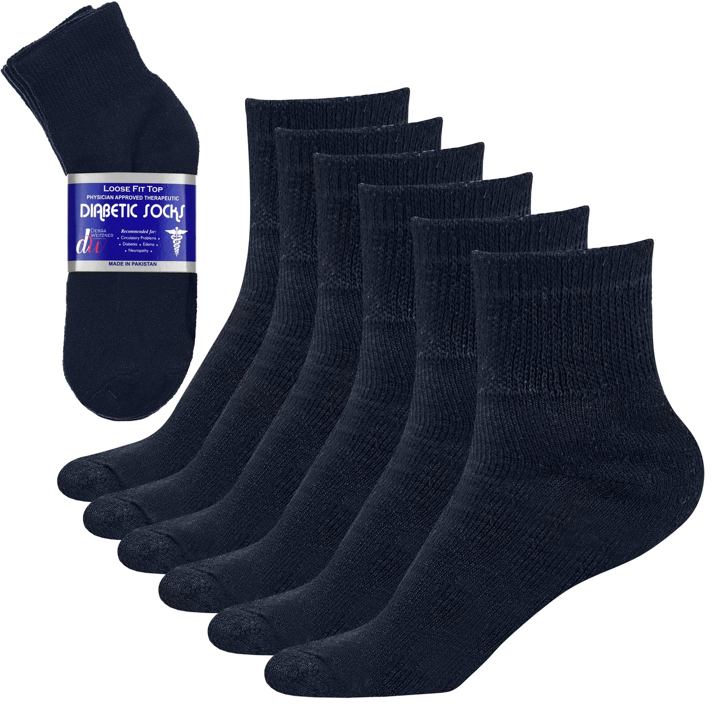 Diabetic Ankle Socks Mens, Womens Loose Fit - 6 Pairs