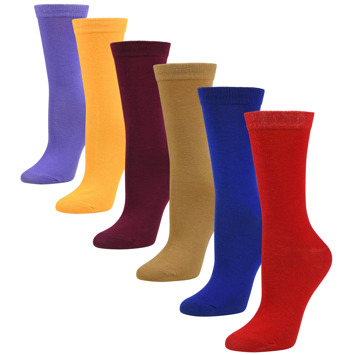 Womens Dress Socks - Colorful Crew 6/12 Pairs
