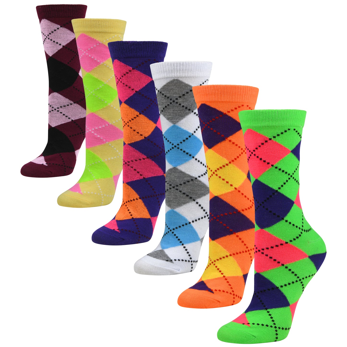 Womens Dress Socks - Colorful Crew 6/12 Pairs