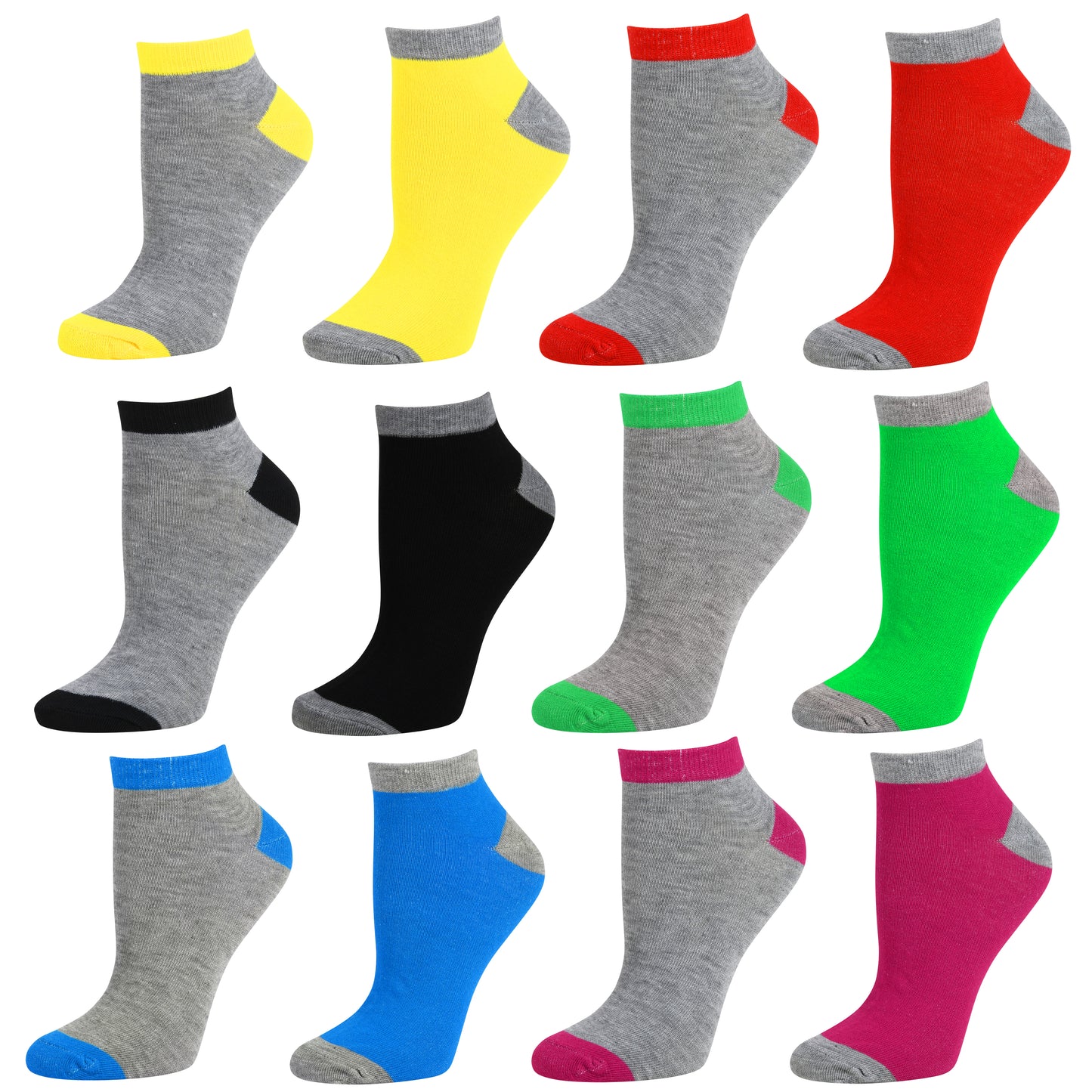 Womens Low Cut Ankle Socks - Runner Socks 12 Pairs