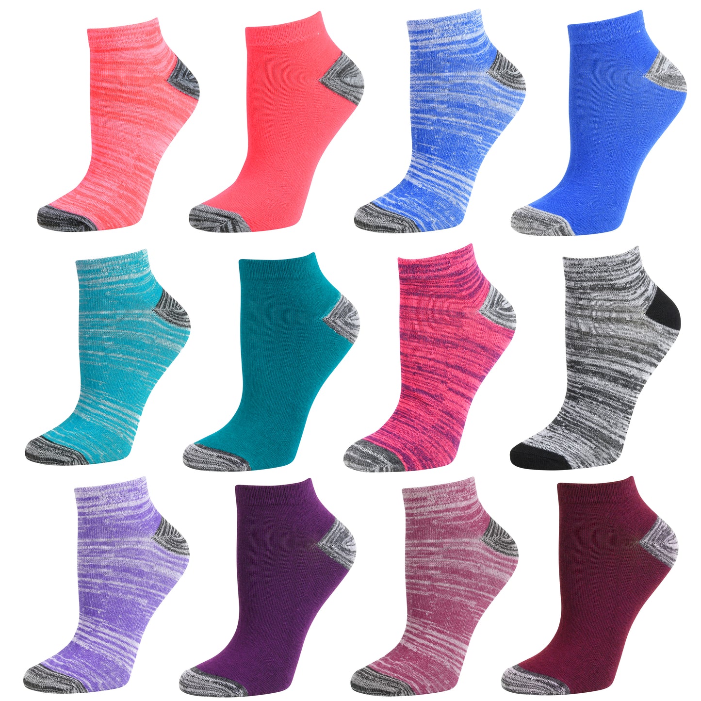 Womens Low Cut Ankle Socks - Runner Socks 12 Pairs