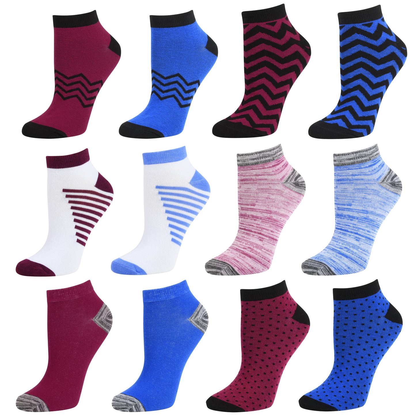 Womens Low Cut Ankle Socks - Runner Socks 12 Pairs