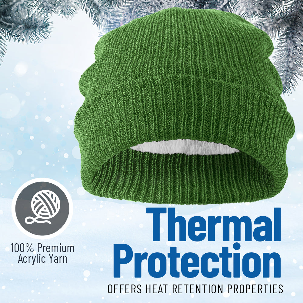 Mens and Women Fleece Lined Beanie Hat - Cold Winter Hat
