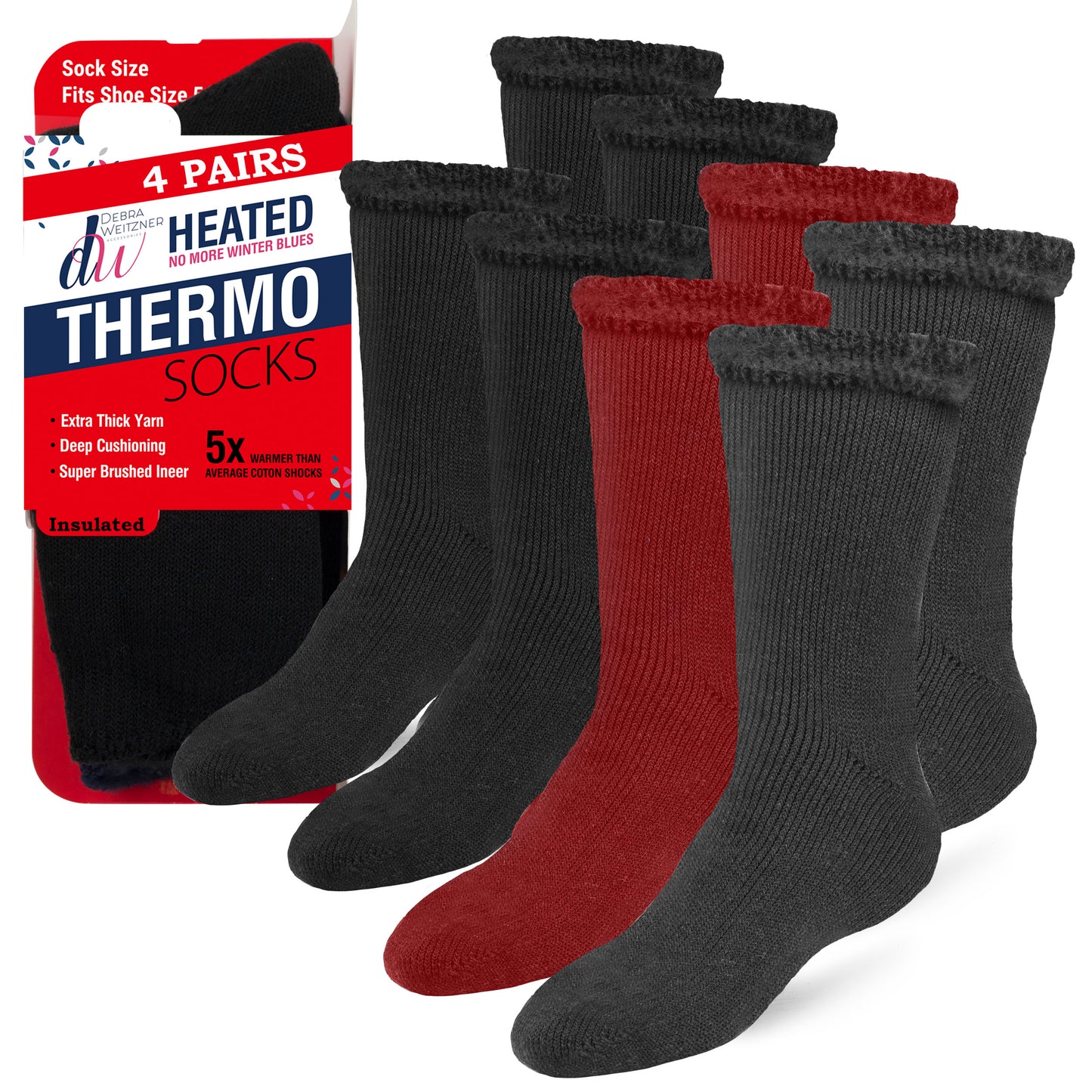 Thermal Socks for Men and Women - 4 Pairs