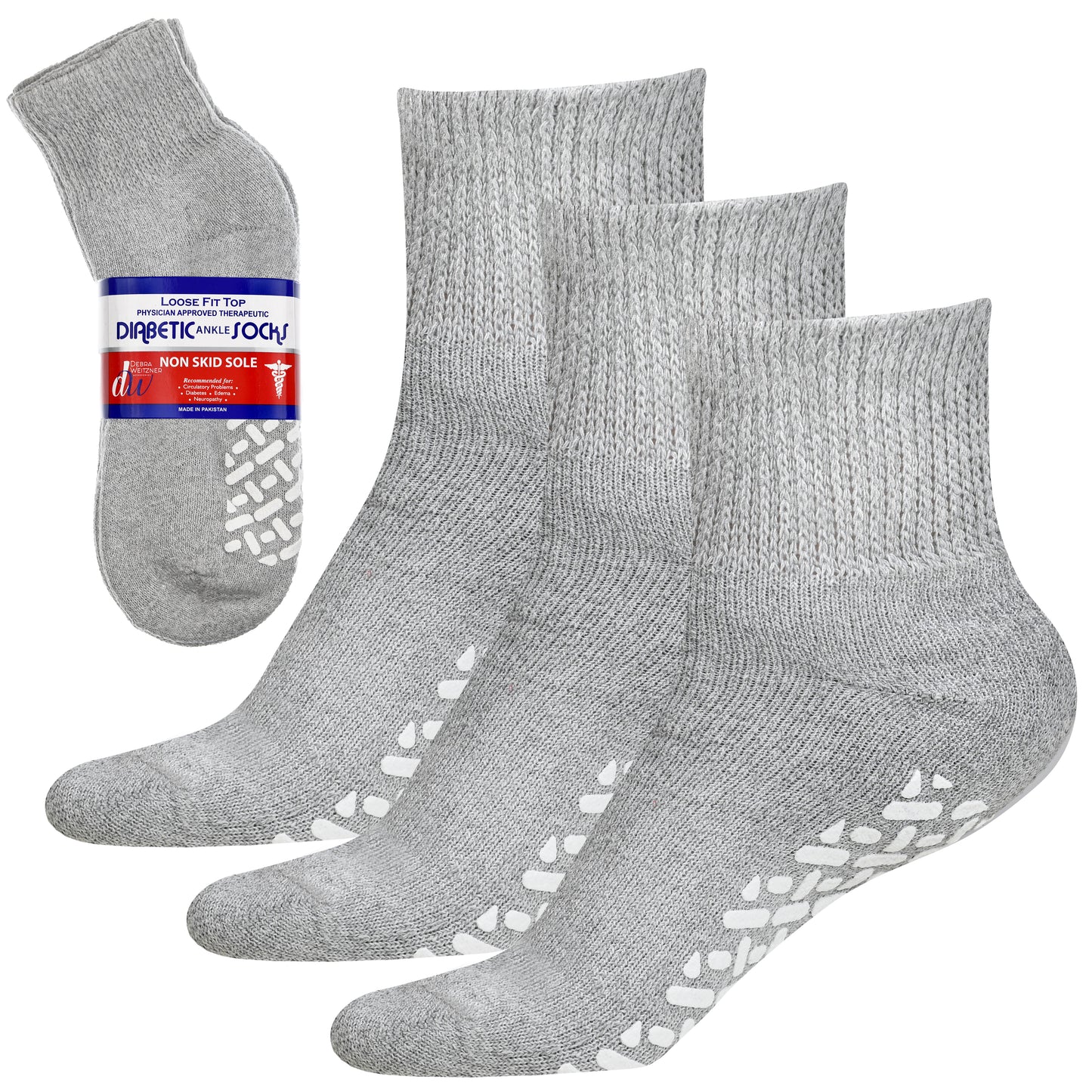 Diabetic Grip Socks for Men and Women - Non Slip 3 Pairs