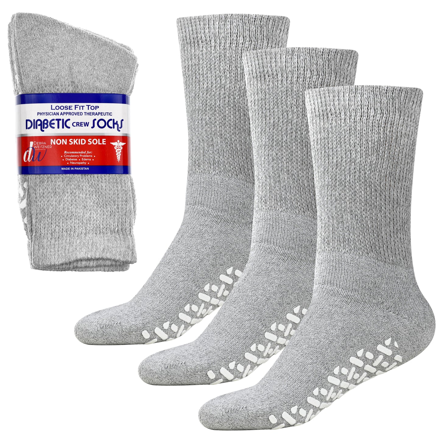 Diabetic Grip Socks for Men and Women - Non Slip 3 Pairs