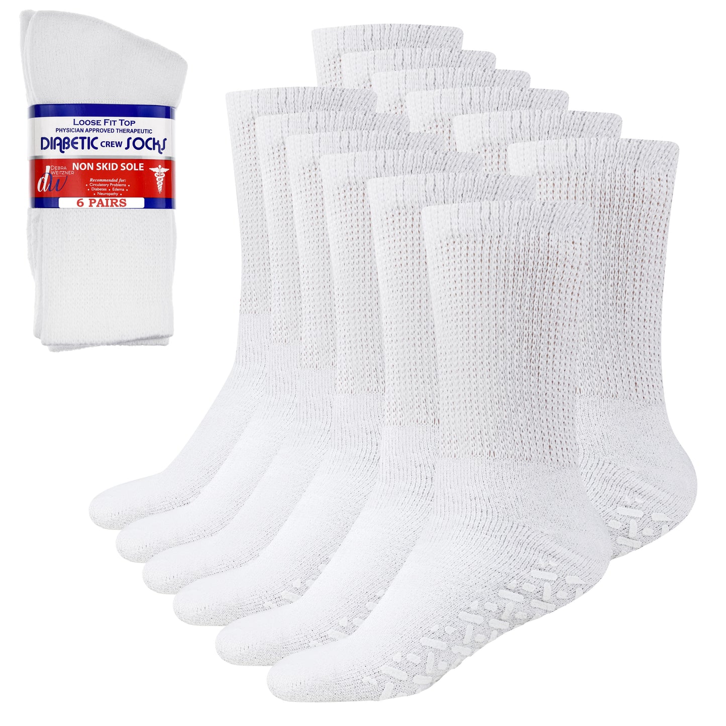 Diabetic Crew Socks for Men and Women Non Binding- 6 Pairs