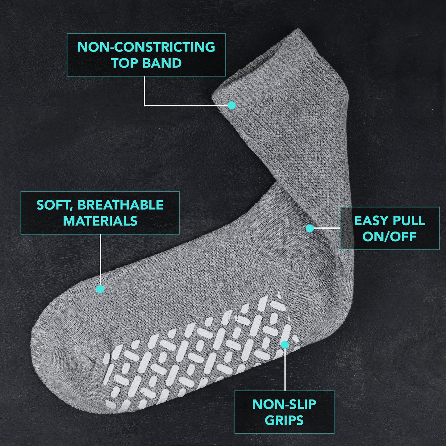 Diabetic Socks with Grips- Non Slip for Men and Women - 6 Pairs