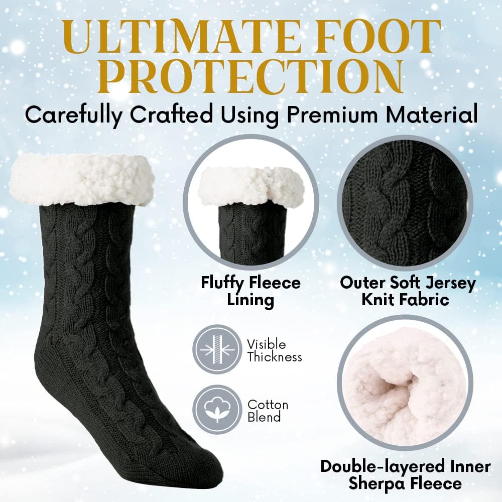Debra Weitzner Fuzzy Socks for Women Fleece-Lined Sherpa Slipper Socks Christmas Super Soft Warm Fluffy