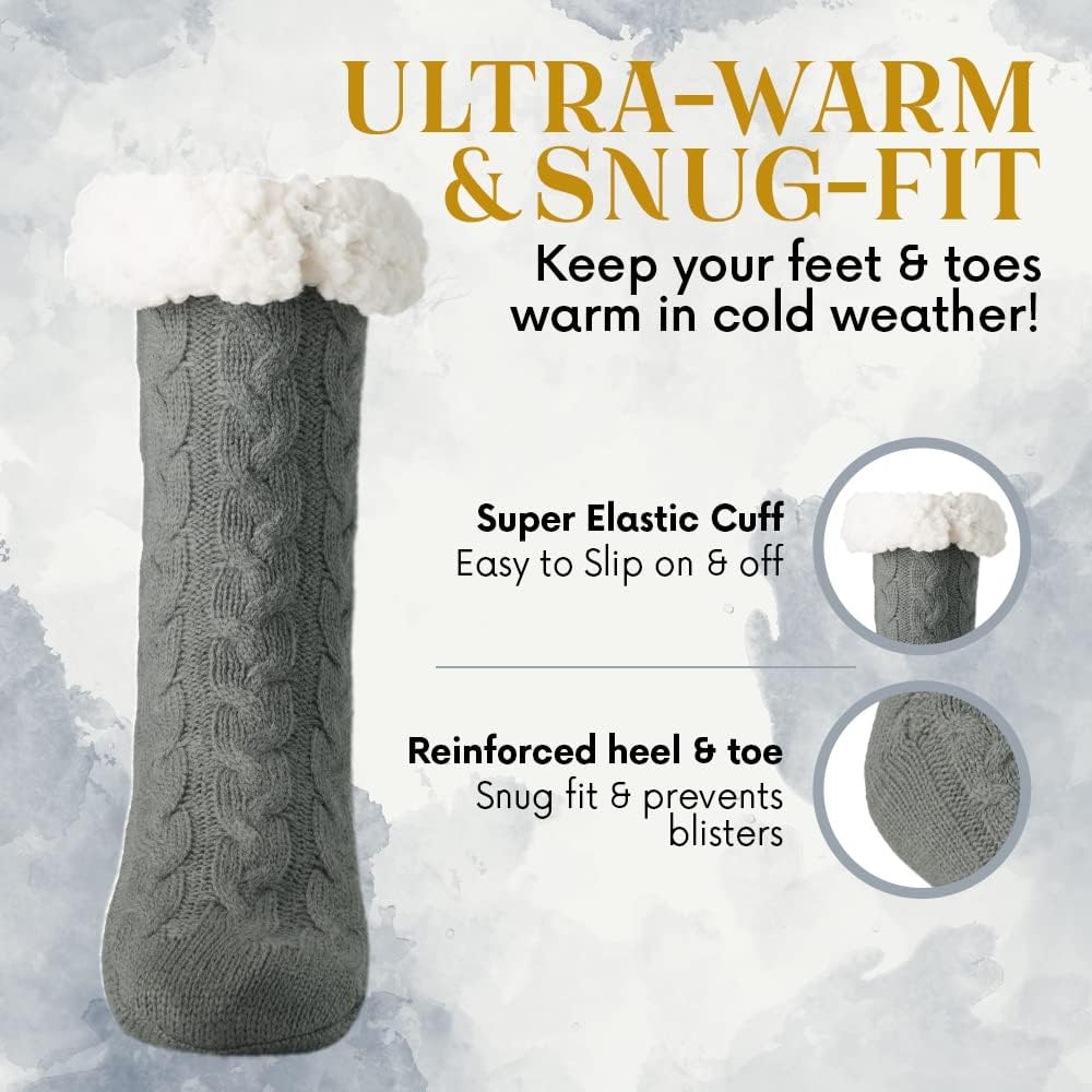 Debra Weitzner Fuzzy Socks for Women Fleece-Lined Sherpa Slipper Socks Christmas Super Soft Warm Fluffy