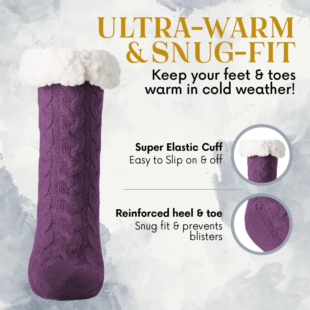 Debra Weitzner Fuzzy Socks for Women Fleece-Lined Sherpa Slipper Socks Christmas Super Soft Warm Fluffy