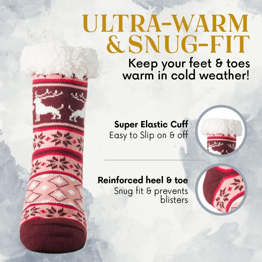 Debra Weitzner Fuzzy Socks for Women Fleece-Lined Sherpa Slipper Socks Christmas Super Soft Warm Fluffy