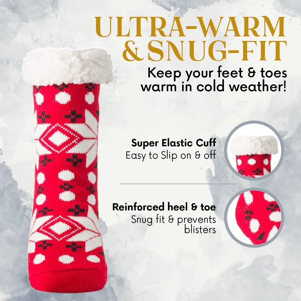Debra Weitzner Fuzzy Socks for Women Fleece-Lined Sherpa Slipper Socks Christmas Super Soft Warm Fluffy