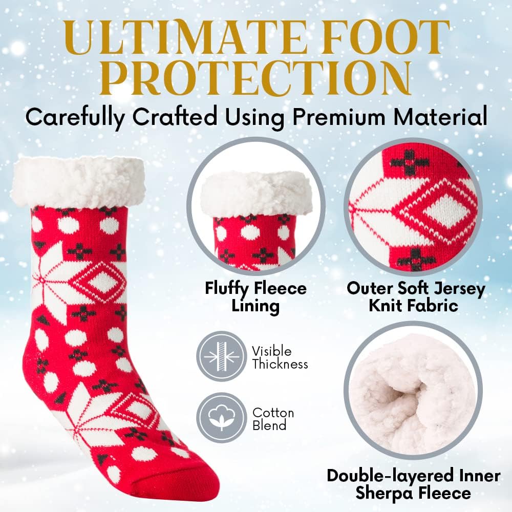 Debra Weitzner Fuzzy Socks for Women Fleece-Lined Sherpa Slipper Socks Christmas Super Soft Warm Fluffy