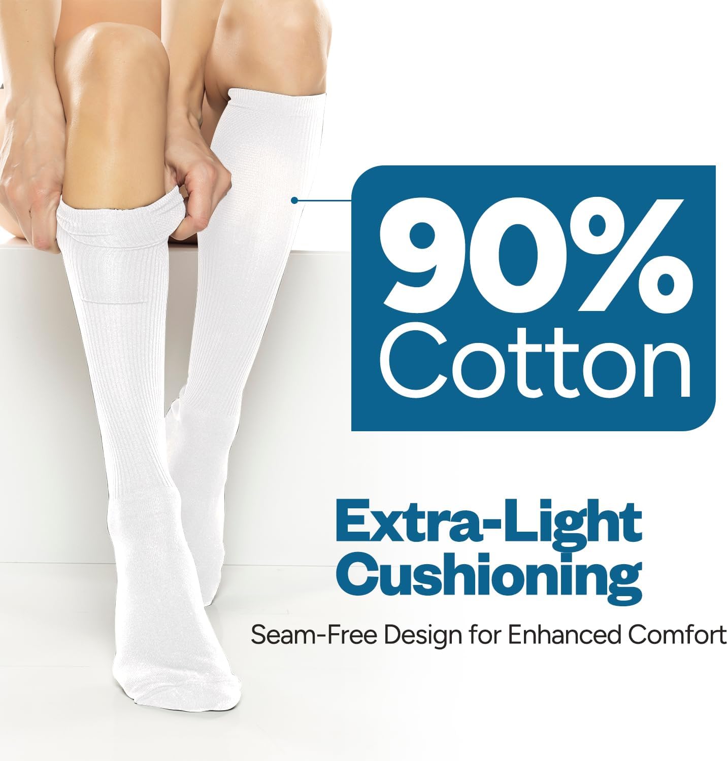 Debra Weitzner Diabetic Socks for Men and Women Over the Calf Knee High Cotton Socks Loose Fit 4 Pairs