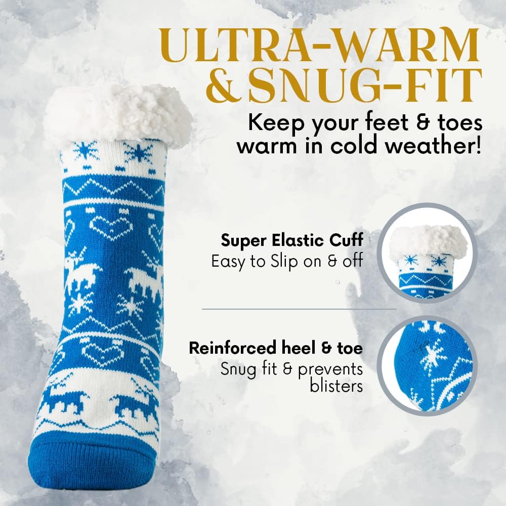 Debra Weitzner Fuzzy Socks for Women Fleece-Lined Sherpa Slipper Socks Christmas Super Soft Warm Fluffy