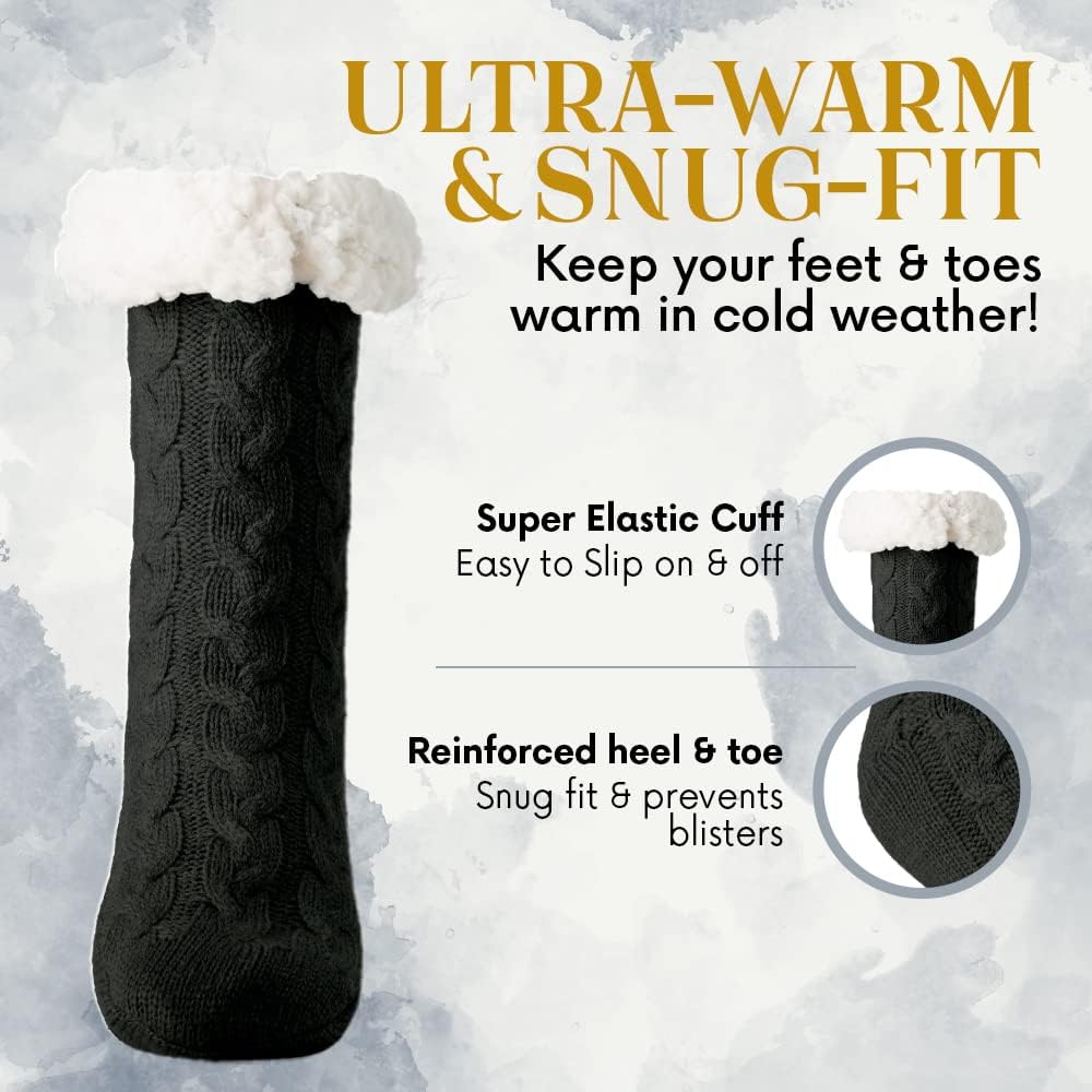 Debra Weitzner Fuzzy Socks for Women Fleece-Lined Sherpa Slipper Socks Christmas Super Soft Warm Fluffy