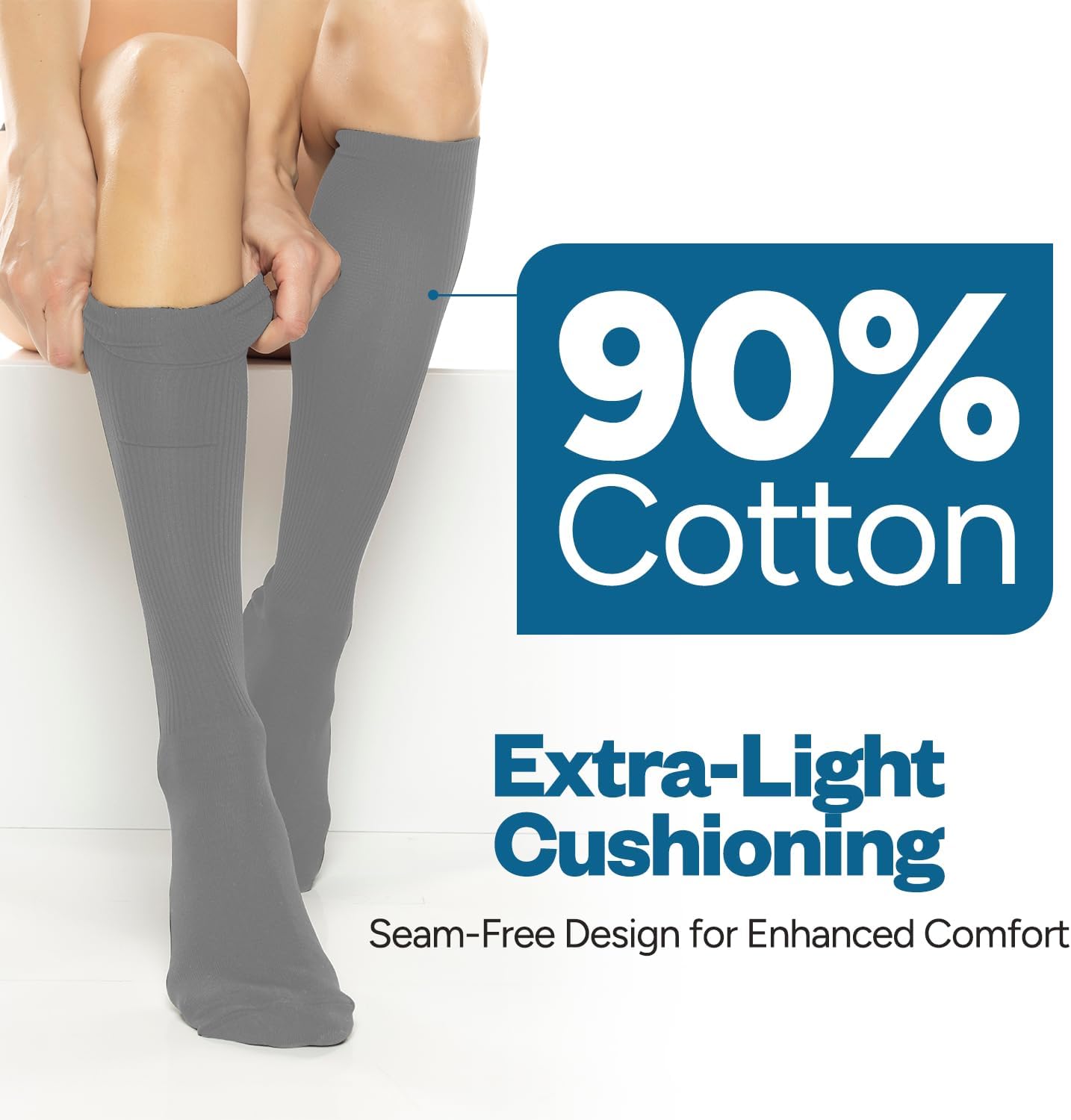 Debra Weitzner Diabetic Socks for Men and Women Over the Calf Knee High Cotton Socks Loose Fit 4 Pairs