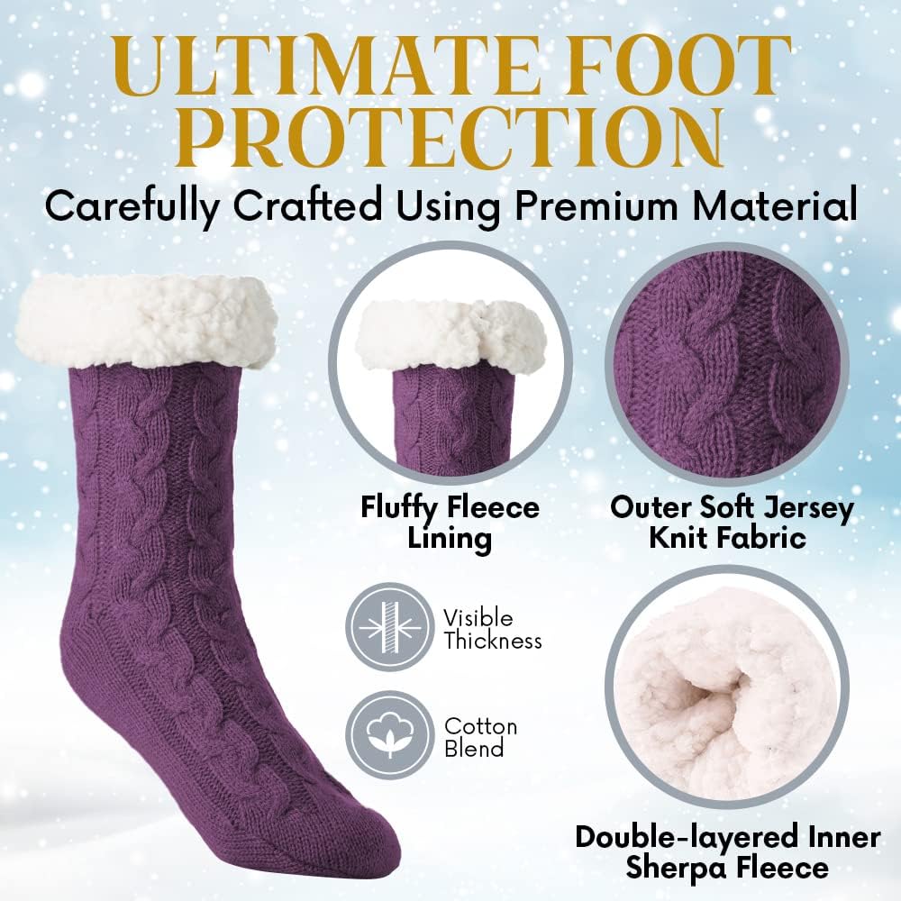 Debra Weitzner Fuzzy Socks for Women Fleece-Lined Sherpa Slipper Socks Christmas Super Soft Warm Fluffy