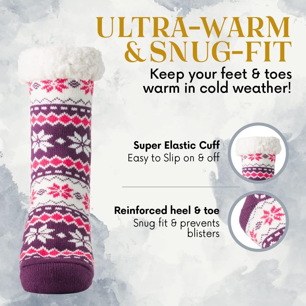 Debra Weitzner Fuzzy Socks for Women Fleece-Lined Sherpa Slipper Socks Christmas Super Soft Warm Fluffy