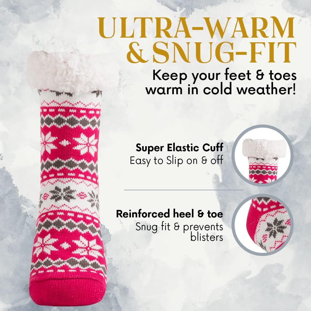 Debra Weitzner Fuzzy Socks for Women Fleece-Lined Sherpa Slipper Socks Christmas Super Soft Warm Fluffy