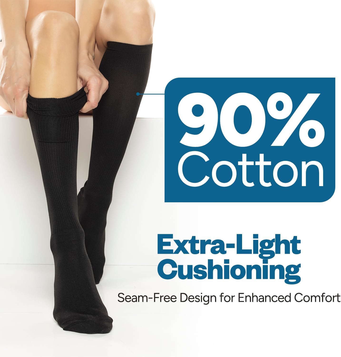 Debra Weitzner Diabetic Socks for Men and Women Over the Calf Knee High Cotton Socks Loose Fit 4 Pairs