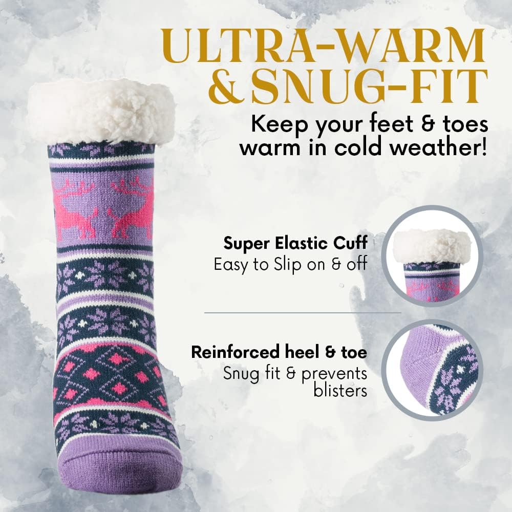 Debra Weitzner Fuzzy Socks for Women Fleece-Lined Sherpa Slipper Socks Christmas Super Soft Warm Fluffy