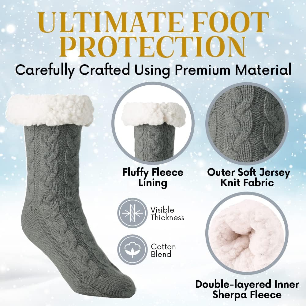 Debra Weitzner Fuzzy Socks for Women Fleece-Lined Sherpa Slipper Socks Christmas Super Soft Warm Fluffy