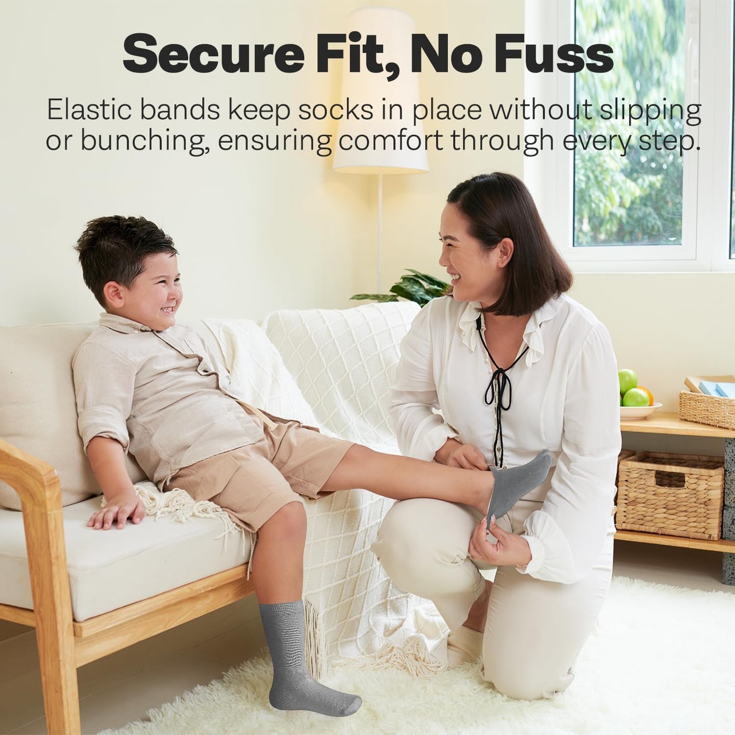 Debra Weitzner Kids Cotton Socks 4-12 Years Boys & Girls - Black and White Soft Kids Crew Socks Seamless Toe - 6 Pairs