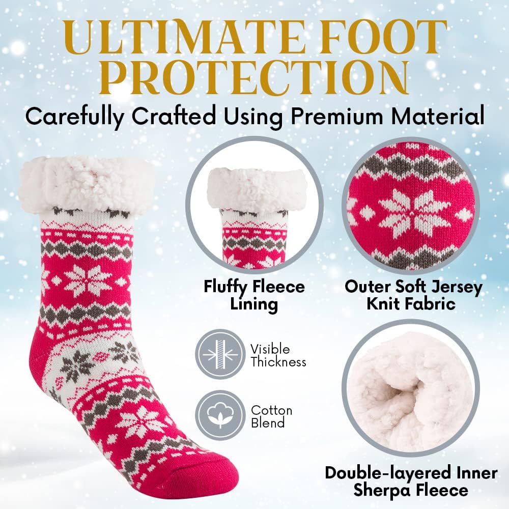 Debra Weitzner Fuzzy Socks for Women Fleece-Lined Sherpa Slipper Socks Christmas Super Soft Warm Fluffy