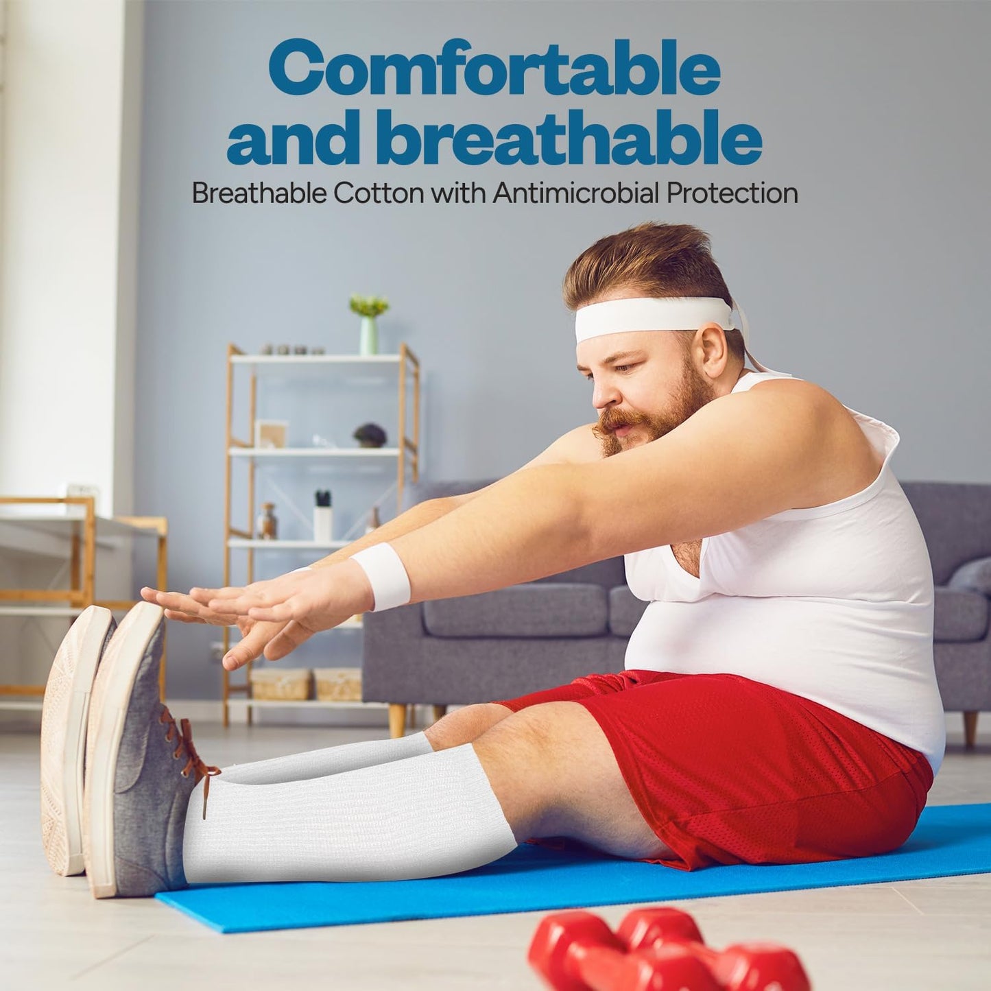 Debra Weitzner Diabetic Socks for Men and Women Over the Calf Knee High Cotton Socks Loose Fit 4 Pairs