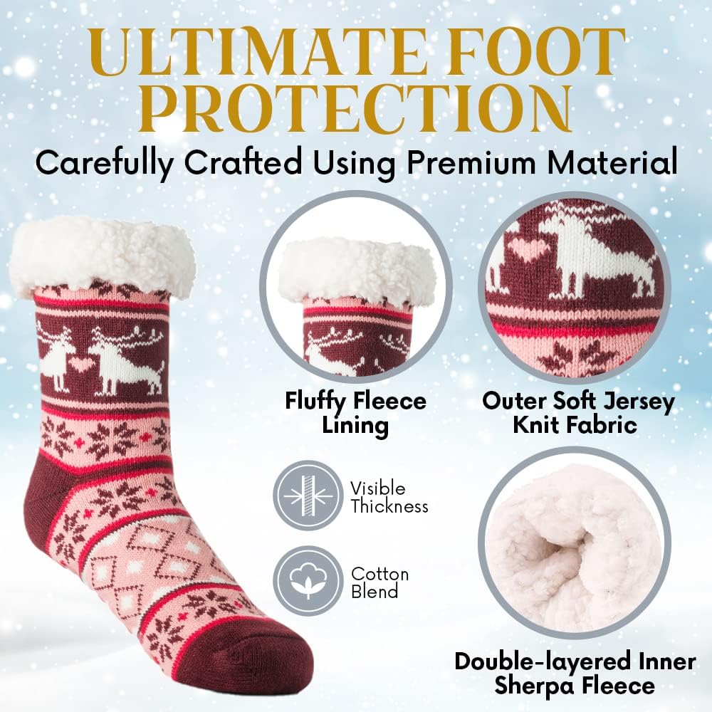 Debra Weitzner Fuzzy Socks for Women Fleece-Lined Sherpa Slipper Socks Christmas Super Soft Warm Fluffy