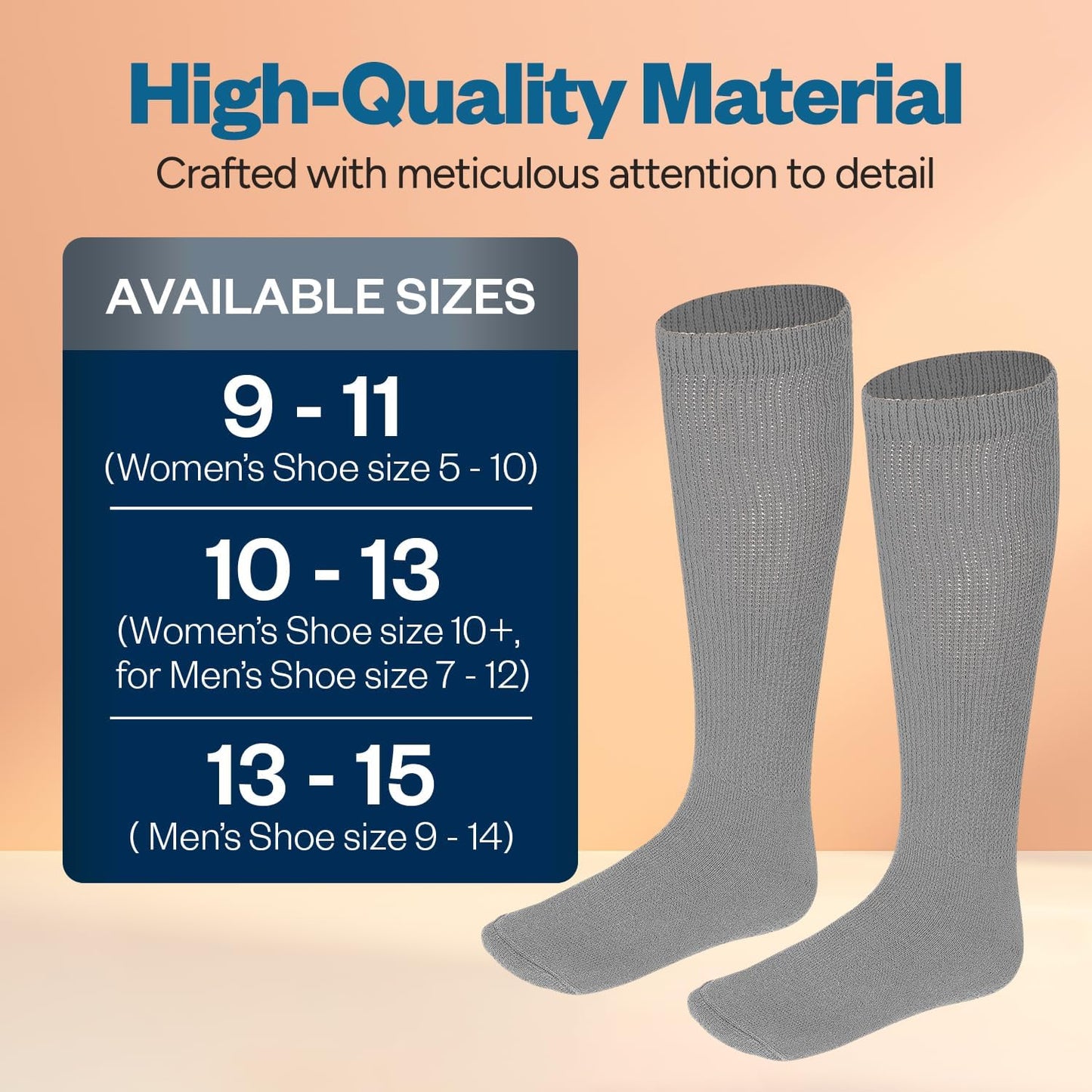 Debra Weitzner Diabetic Socks for Men and Women Over the Calf Knee High Cotton Socks Loose Fit 4 Pairs