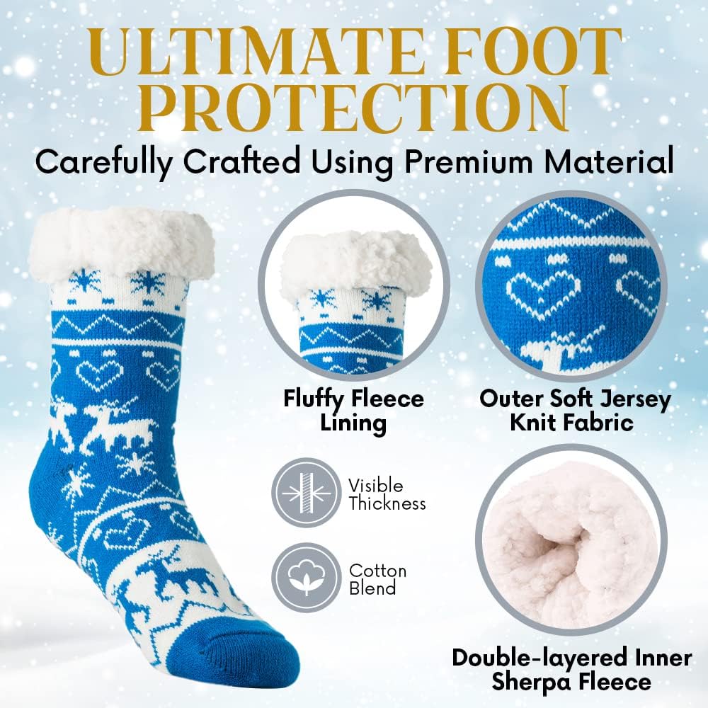 Debra Weitzner Fuzzy Socks for Women Fleece-Lined Sherpa Slipper Socks Christmas Super Soft Warm Fluffy