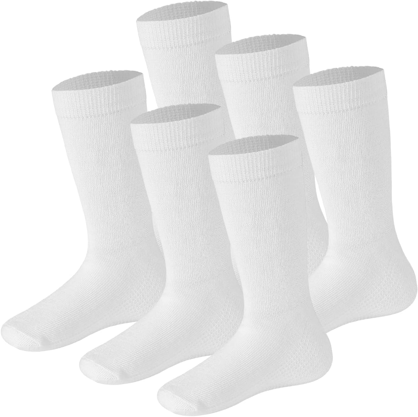 Debra Weitzner Kids Cotton Socks 4-12 Years Boys & Girls - Black and White Soft Kids Crew Socks Seamless Toe - 6 Pairs