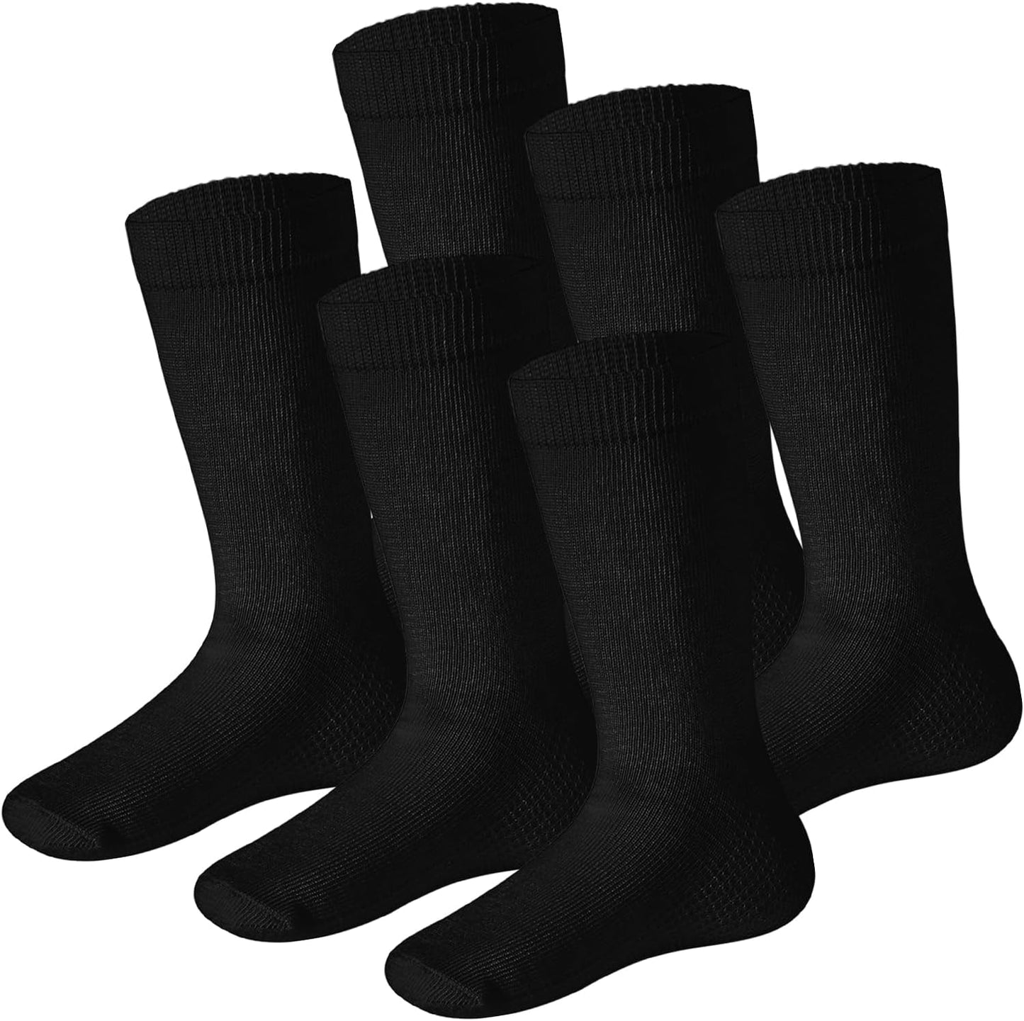 Debra Weitzner Kids Cotton Socks 4-12 Years Boys & Girls - Black and White Soft Kids Crew Socks Seamless Toe - 6 Pairs