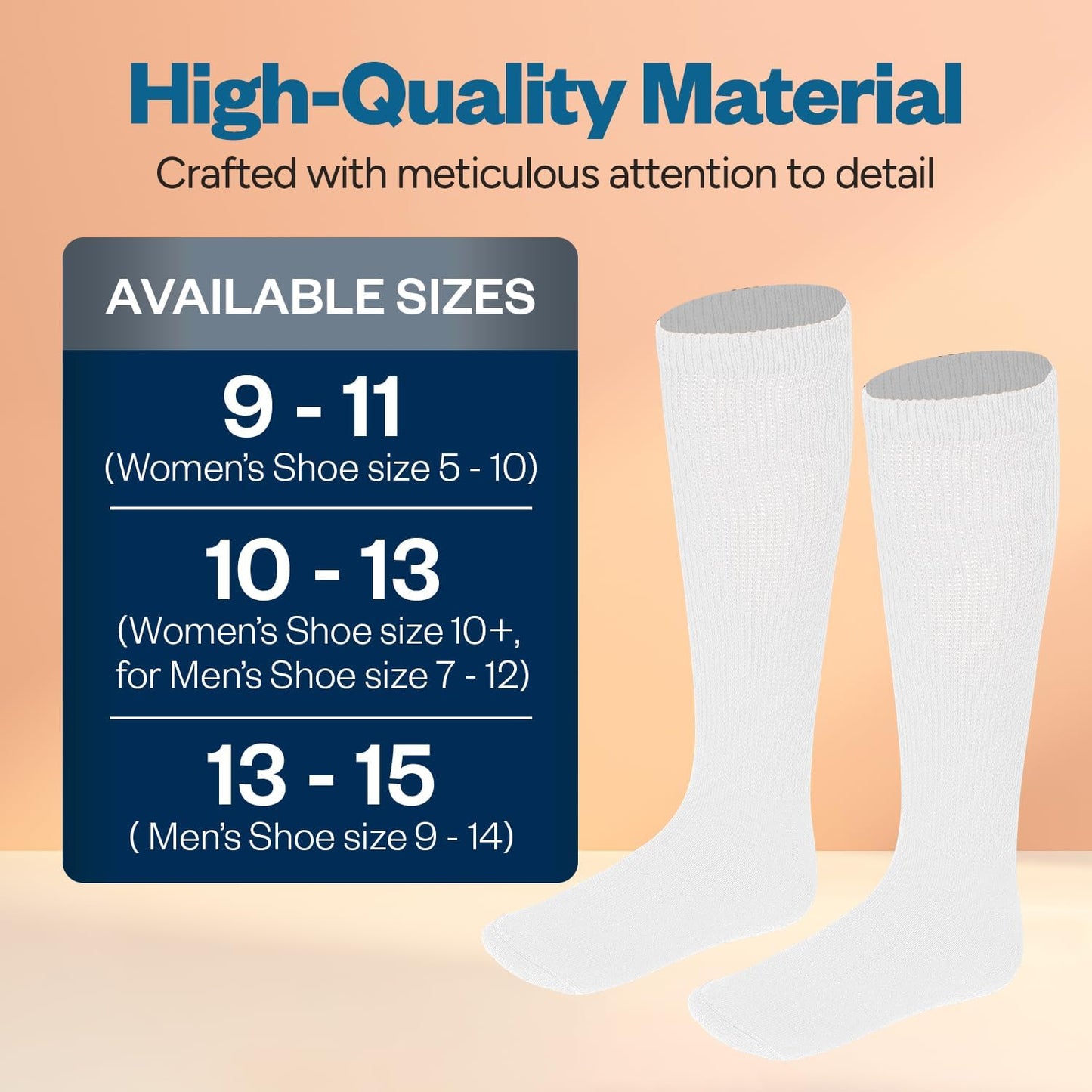 Debra Weitzner Diabetic Socks for Men and Women Over the Calf Knee High Cotton Socks Loose Fit 4 Pairs