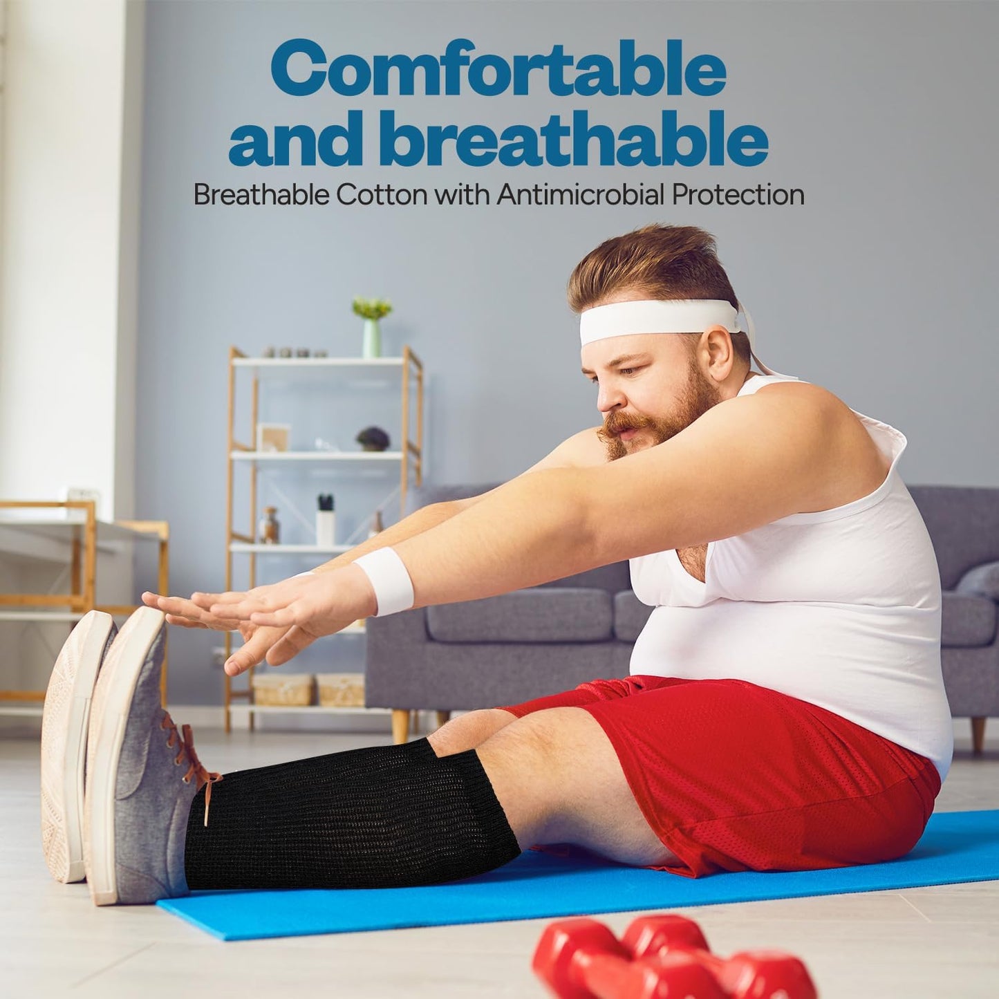 Debra Weitzner Diabetic Socks for Men and Women Over the Calf Knee High Cotton Socks Loose Fit 4 Pairs