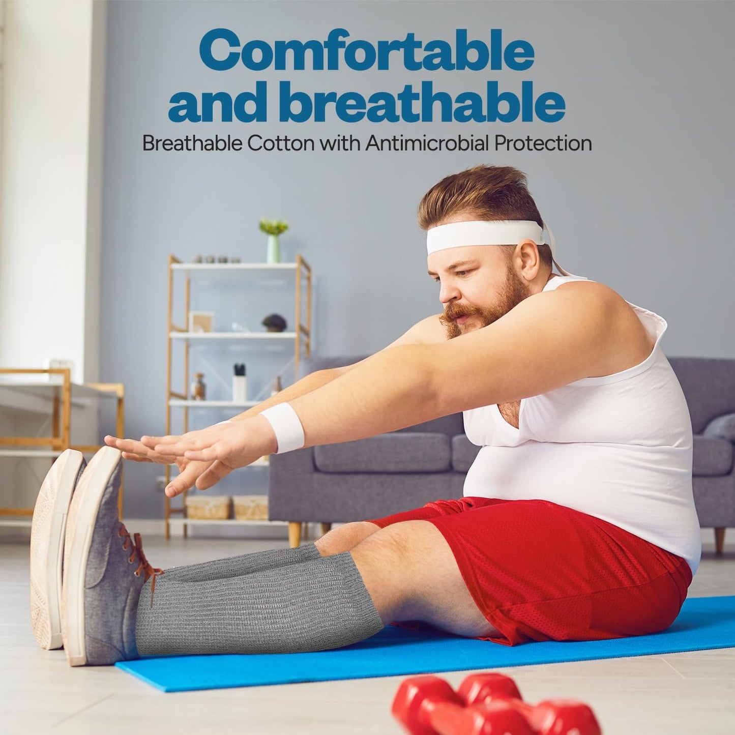 Debra Weitzner Diabetic Socks for Men and Women Over the Calf Knee High Cotton Socks Loose Fit 4 Pairs