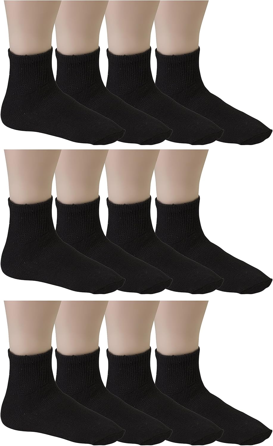 Debra Weitzner Diabetic Ankle Crew Socks Mens Womens Non-binding Socks Loose Fit 12 Pairs