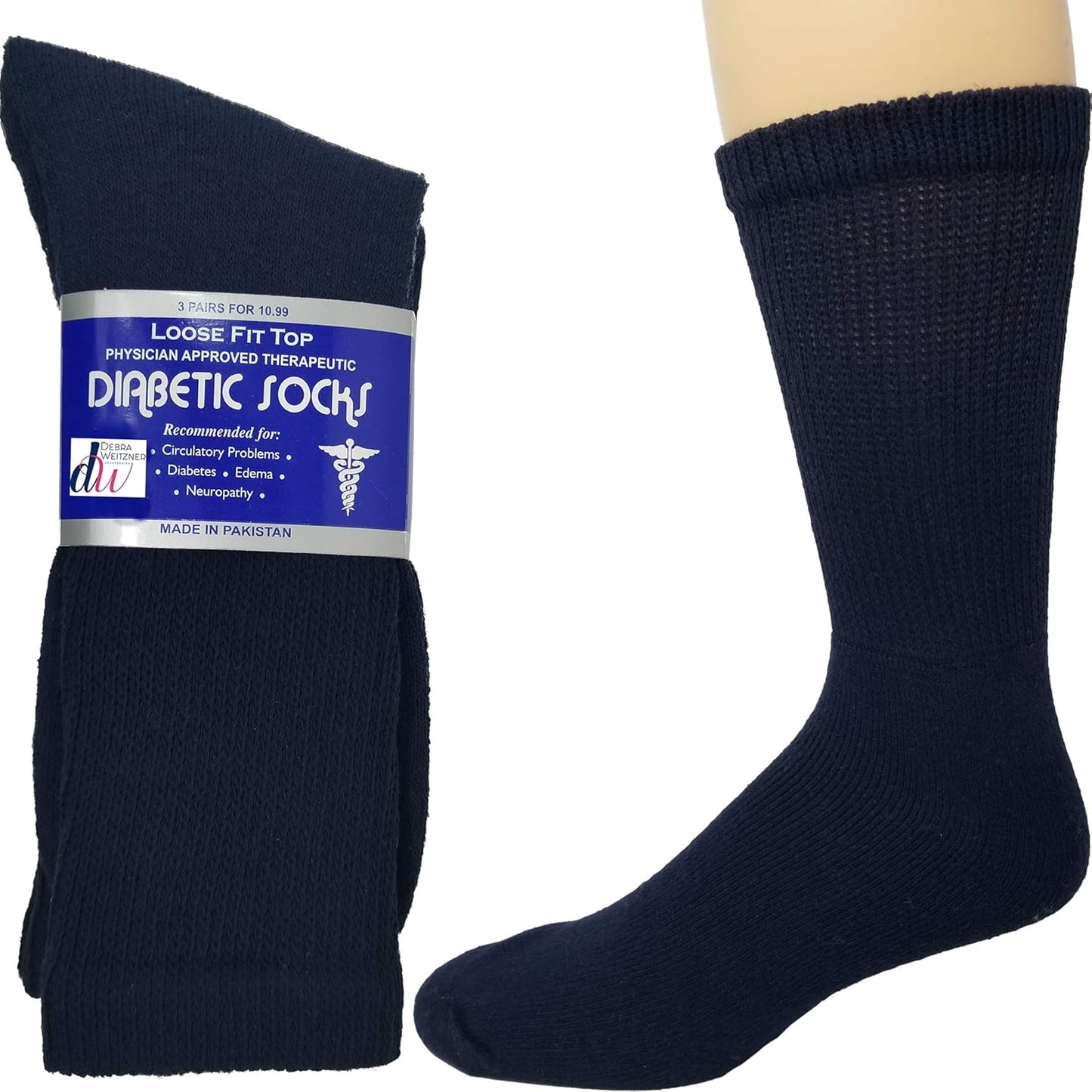 Debra Weitzner Diabetic Ankle Crew Socks Mens Womens Non-binding Socks Loose Fit 12 Pairs