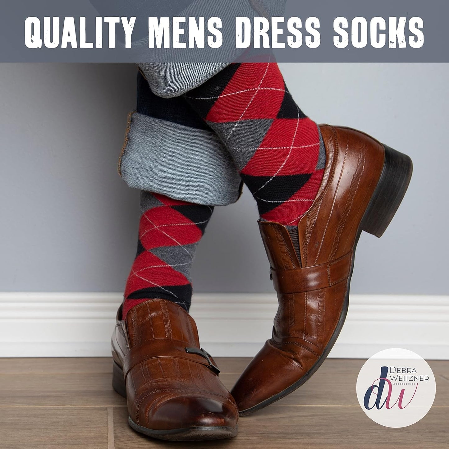 Debra Weitzner Mens Dress Socks Colorful Argyle Socks 12 Pairs Cotton Patterned Fun Socks