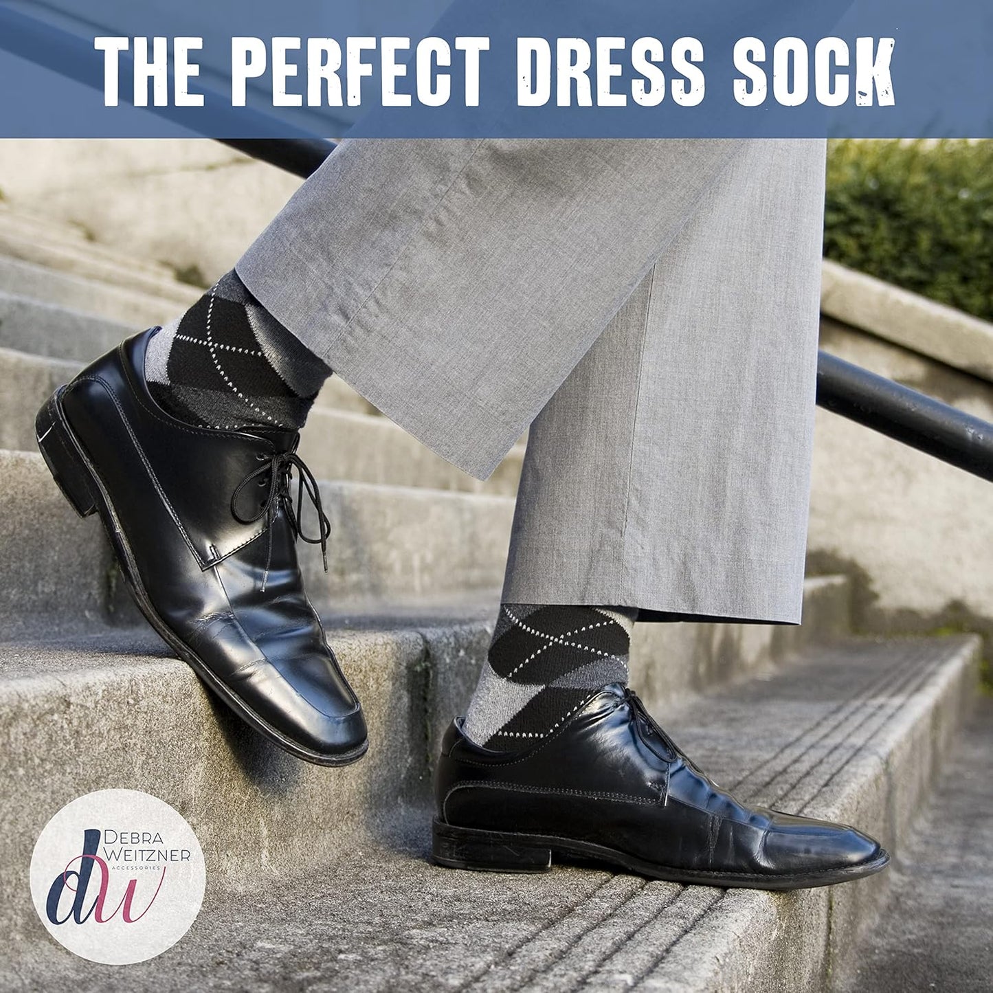 Debra Weitzner Mens Dress Socks Colorful Argyle Socks 12 Pairs Cotton Patterned Fun Socks