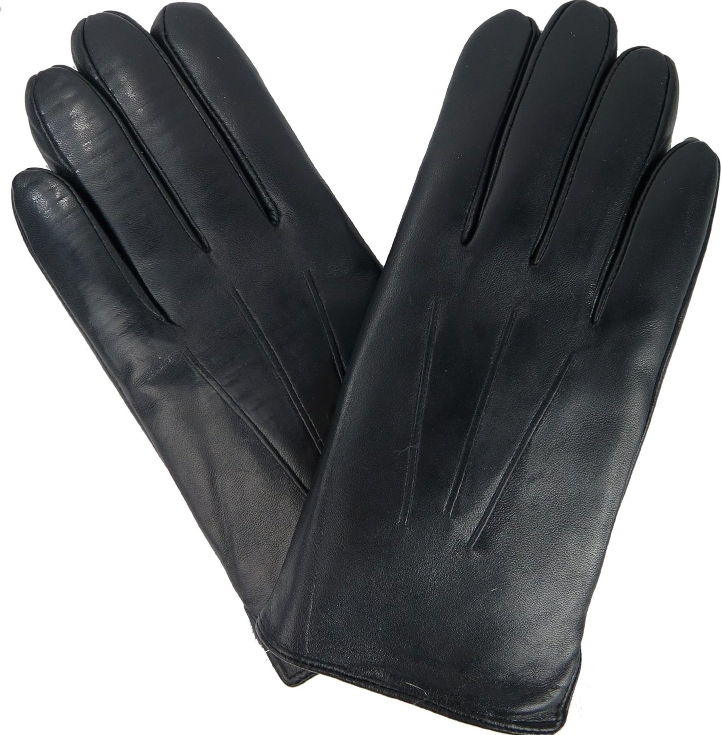 Debra Weitzner Leather Gloves for Men Fur Lined Warm Winter Gloves Touchscreen Black