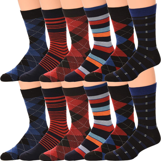 Debra Weitzner Mens Dress Socks Colorful Argyle Socks 12 Pairs Cotton Patterned Fun Socks