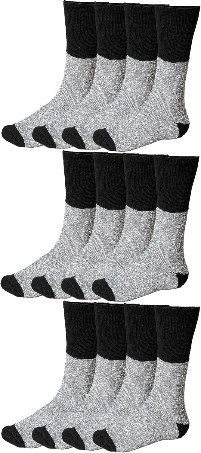 Debra Weitzner 12 Pair Thermal Winter Socks for Men & Women - Insulated Socks for Cold Weather & Warm Boots