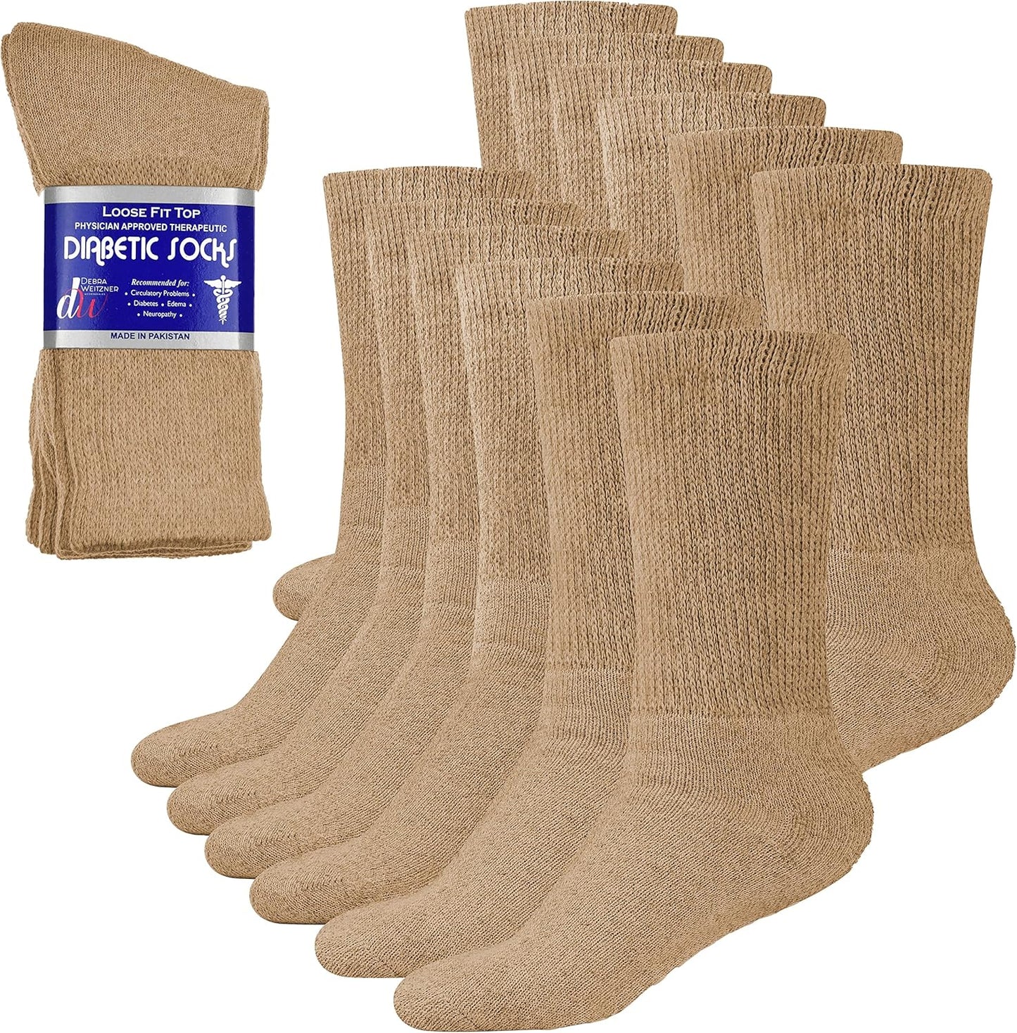 Debra Weitzner Diabetic Ankle Crew Socks Mens Womens Non-binding Socks Loose Fit 12 Pairs