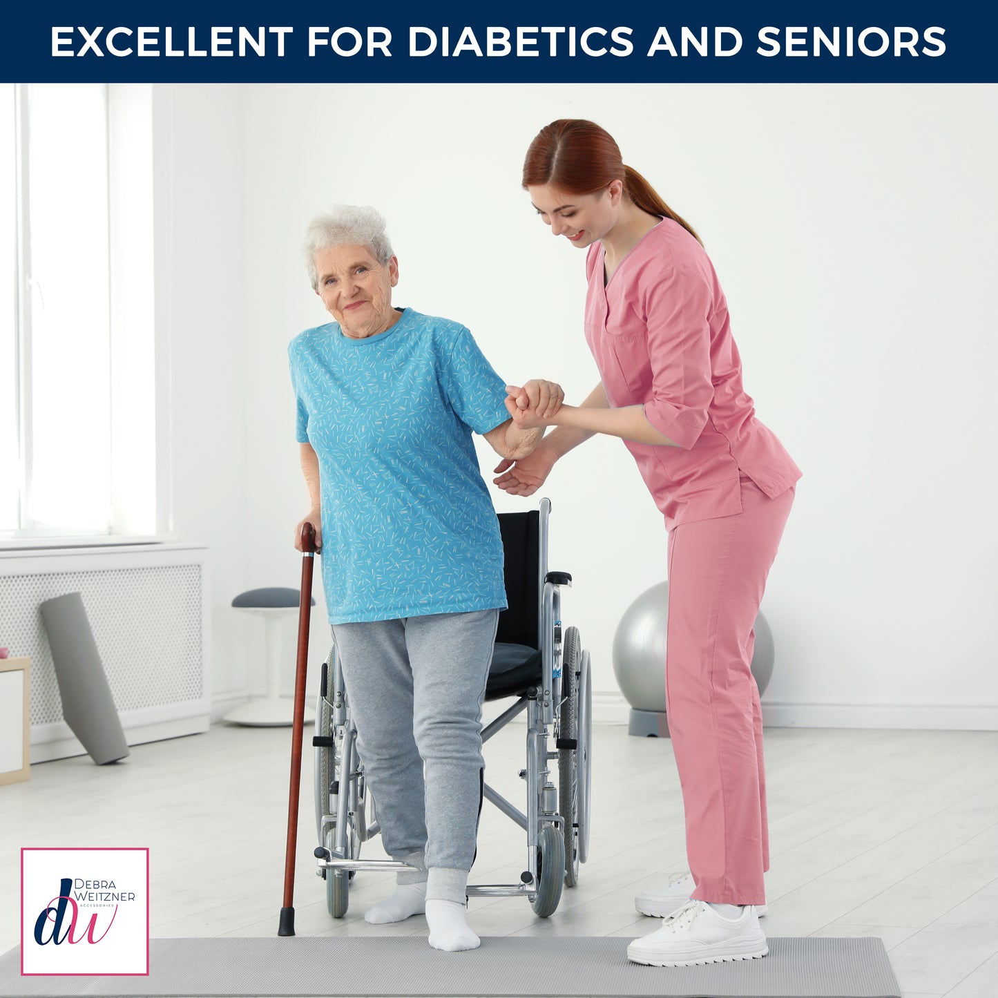 Diabetic Ankle Socks with Grips- Non Slip for Men and Women - 6 Pairs