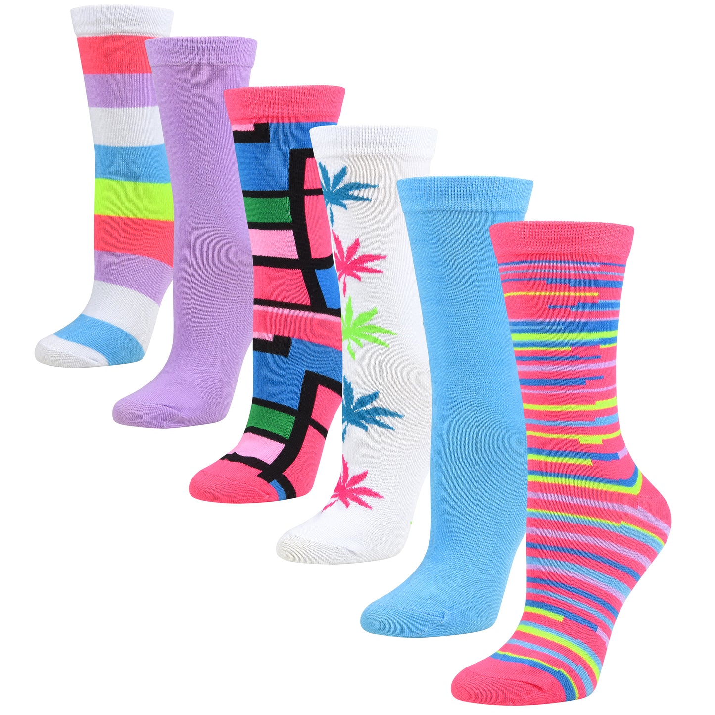 Womens Dress Socks - Colorful Crew 6/12 Pairs