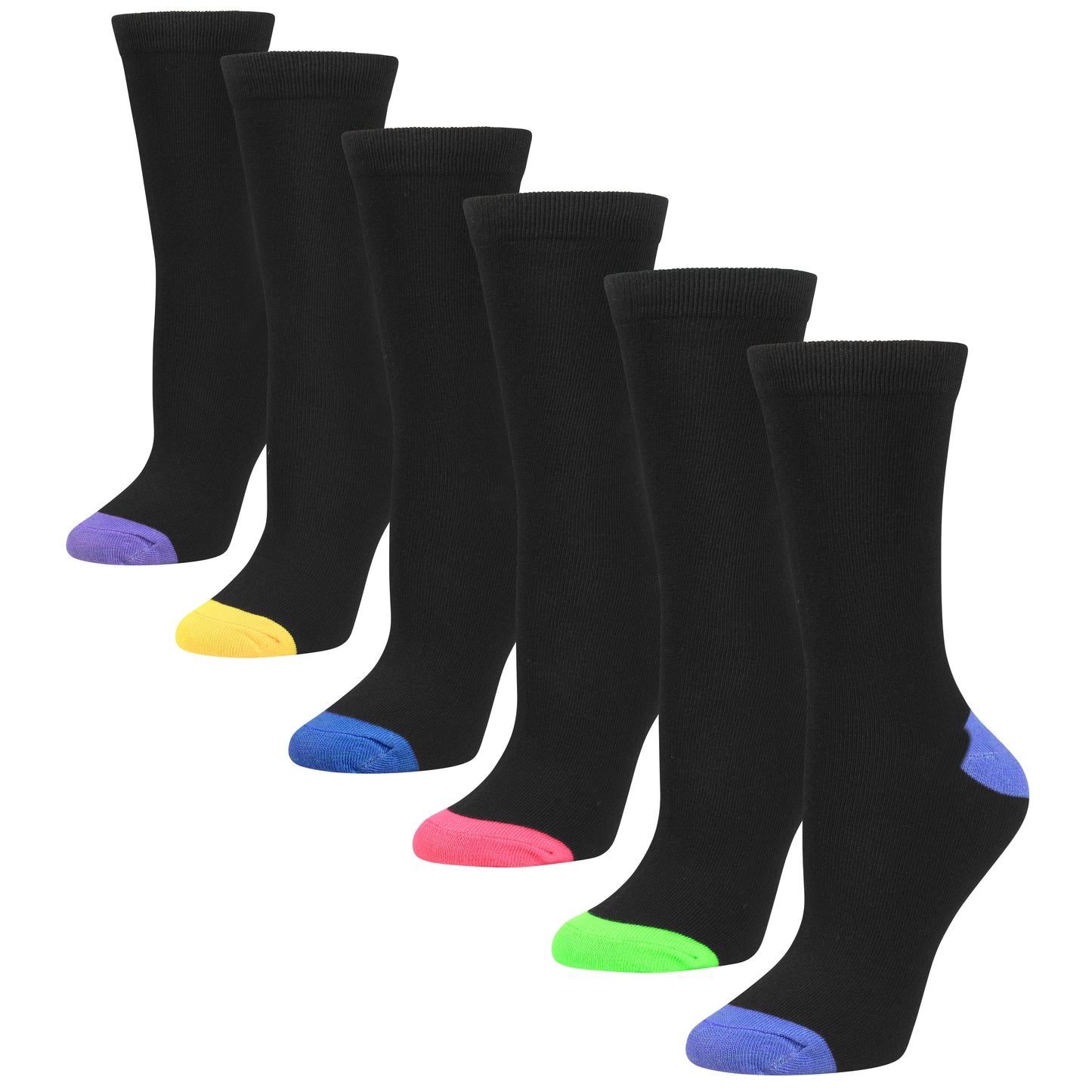 Womens Dress Socks - Colorful Crew 6/12 Pairs